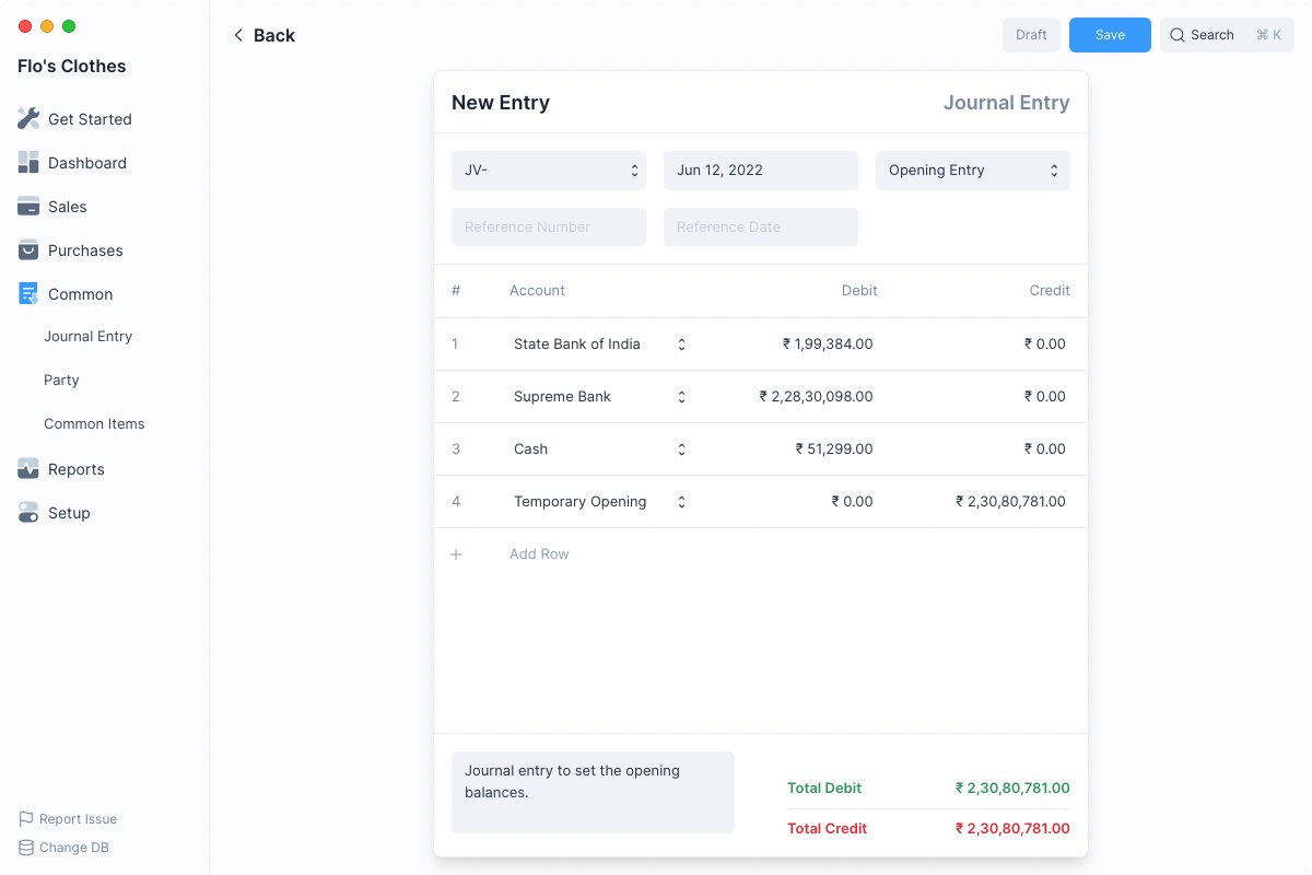 Journal Entry Screenshot